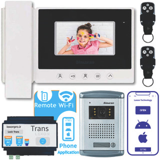 پک آیفون تصویری سیماران نرم افزار و ریموت و ترانس دار (پنل فراز تک واحد + مانیتور 4،3 اینچ + رسیور قابل اتصال مستقیم به تلفن همراه ترانس دار)