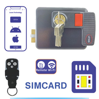 قفل برقی سیم کارتی ریموتی یوتاب 898 مربعی بعلاوه ضامن دوم قفل شونده با کلید